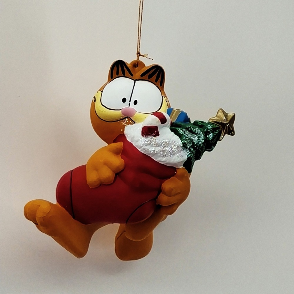 Kurt Adler Garfield Christmas Ornament Holding Stocking Original Box Vtg 1981